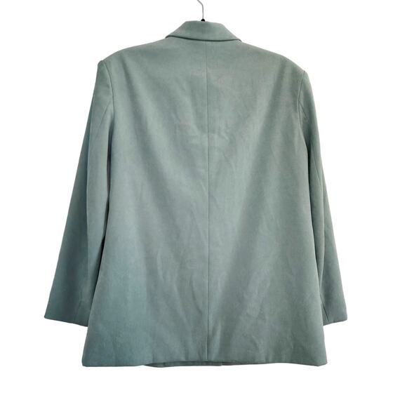 Zara Double Breasted Soft Oversized Blazer Jacket Light Green Shoulder Pads - Picture 5 of 13